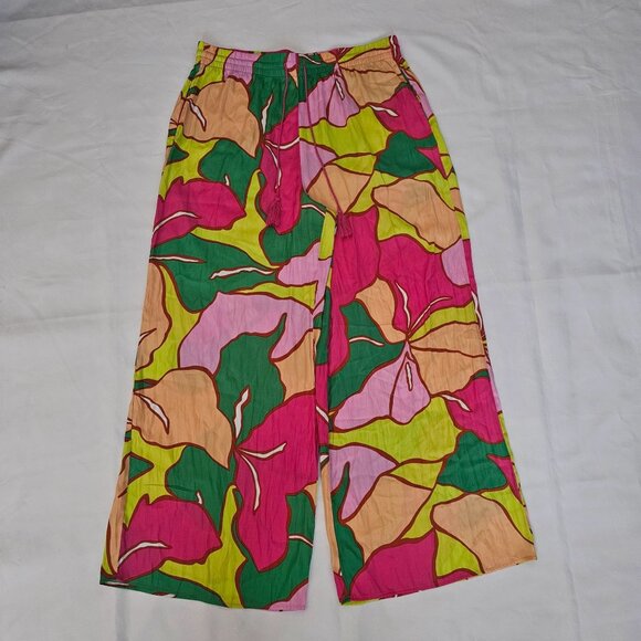 C&C California Multicolor Floral Tropical Wide-Leg Beach Pants Women's Small - Picture 3 of 10